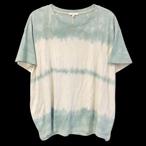 Easel Los Angeles Tie Dye Oversized Tee | Size S | Blue Ivory Slit Sides